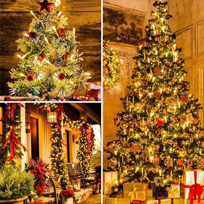 125FT 380 String Lights Indoor Outdoor Clear Wire, Plug in Christmas String Lights Connectable, Timer & Memory, Waterproof Twinkle Tree Light for Indoor Outdoor Classroom Patio Yard Holiday Decoration