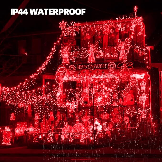 Uptotop Christmas 100 Count String Light, 20FT Plug in Waterproof String Light Decorations for Party Carnival Supplies, Outdoor Yard Garden Decor (RED)