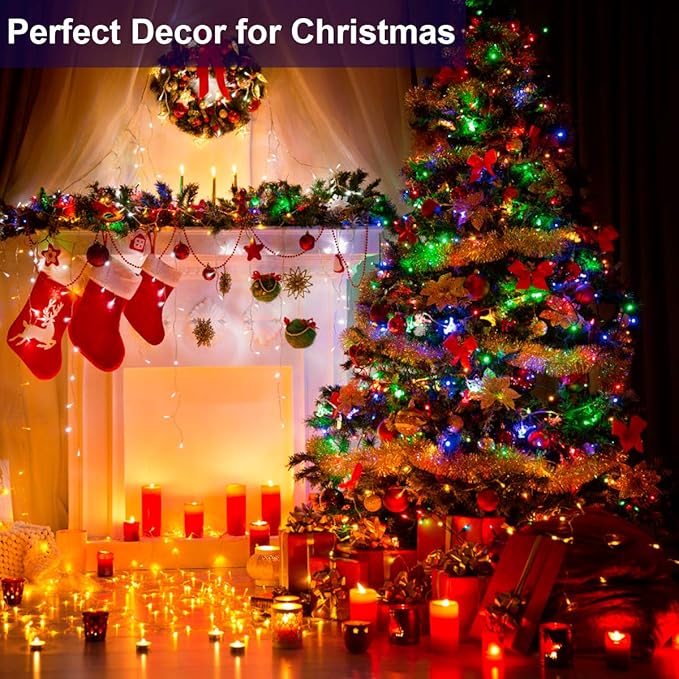 Decute 800LED 272ft Christmas String Lights UL Certified 8 Modes, Waterproof Outdoor Indoor Twinkle Starry Light for Christmas Tree Patio Garden Party Decor, Multicolor