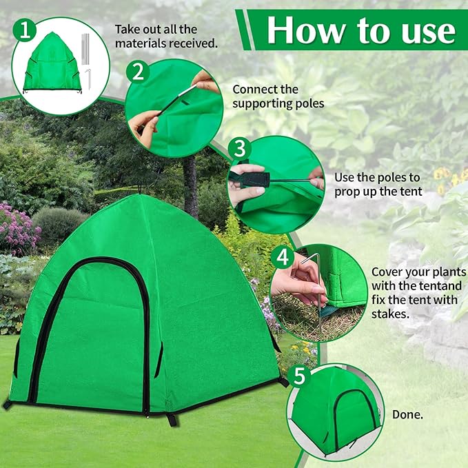 Winter Large Plant Covers Freeze Protection with Stakes, 24.4 x24.4 x22.4inch Warm Plant Protection Tent Foldable with Zipper Door, Plant Snow Ice Covers Protecting Fruit Tree