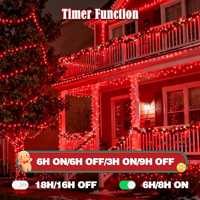 BHCLIGHT 240LED Christmas Voice Control String Lights Red