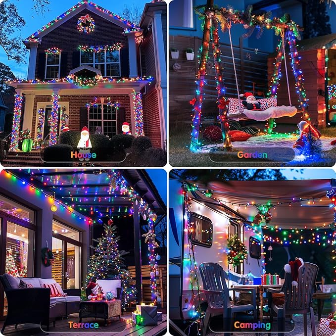 JMEXSUSS 800 LED Christmas String Lights Outdoor, 272ft 8 Modes Multicolor Christmas Lights Plug in, Waterproof Green Wire LED Christmas Tree Lights for Indoor Tree Xmas Decor