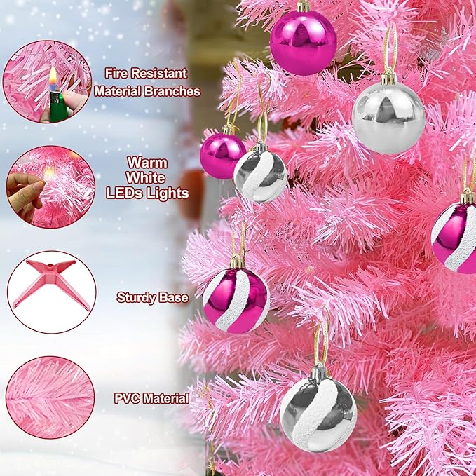 4 Ft Christmas Tree Remote Control 8 Modes Dual Color Change Timer 100 Warm White&Colored Lights 18 Christmas Ball Ornaments 3D Star Battery Operated Small Xmas Tree Table Indoor Holiday Party Decor