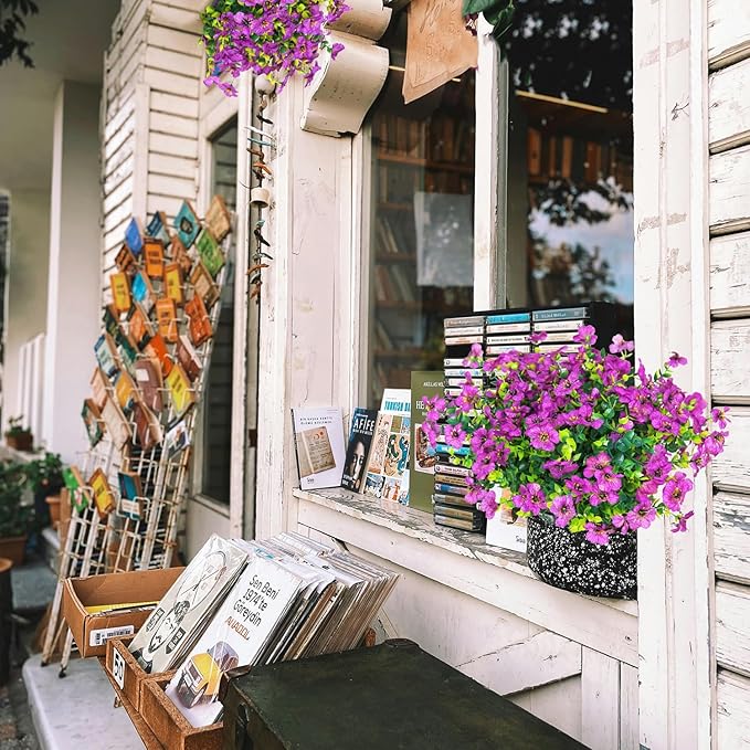 14 Bundles Fake Mums Fake Plants Artificial Mums for Outdoors Artificial Flowers for Yard Porch Home Garden Fall Indoor Outdoor Decor(Purple)