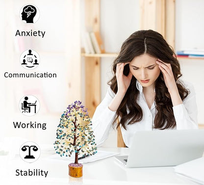 Amethyst & Turquoise Gemstone Tree, Crystal Tree of Life, Feng Shui Bonsai, Money Tree, Healing Tree - Home Decoration, Good Luck Figurine, Gem Tree for Positive Energy, Chakra Tree of Life, Gift