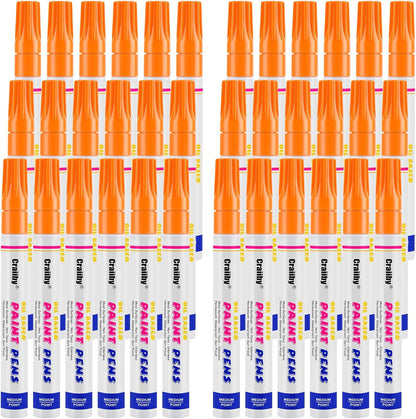 Orange Paint Markers, 36 Pack Oil-Based Waterproof Quick Dry Permanent Paint Pen Set for Rocks Painting, Wood, Fabric, Plastic, Canvas, Glass, Mugs, Metal, Tire, Stone, DIY Craft