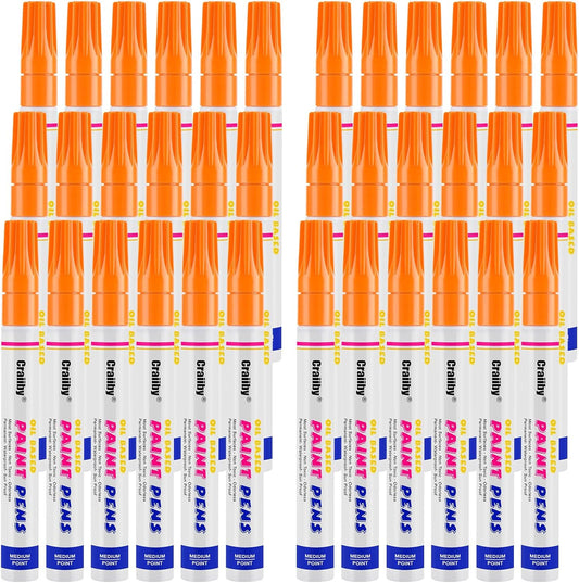 Orange Paint Markers, 36 Pack Oil-Based Waterproof Quick Dry Permanent Paint Pen Set for Rocks Painting, Wood, Fabric, Plastic, Canvas, Glass, Mugs, Metal, Tire, Stone, DIY Craft