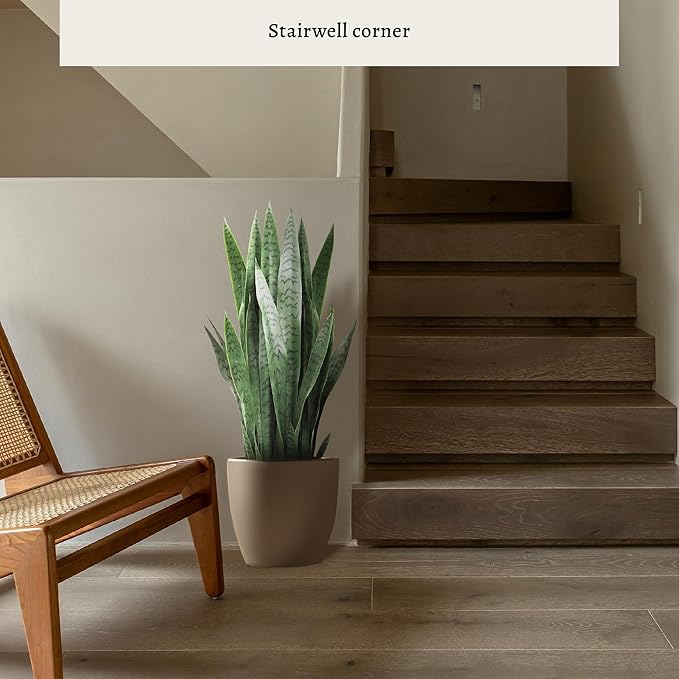 KOL 3FT 2-Pack Artificial Snake Plant, Fake Sansevieria Indoor Outdoor, 28 Thick PE Leaves Lifelike Faux Silk Plants, Home Living Room Decor 35in Mother in Law Tongue, Greenery for Office Decor, Green