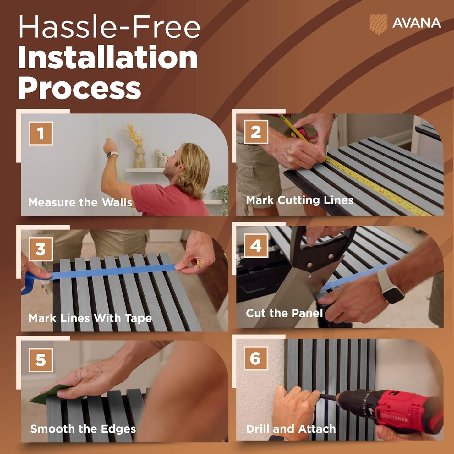 Avana Modern Acoustic Wood Wall Panels – 47.2 X 12.6 Inch Gray Oak Acoustic Panels 1 PC – Wall Panels for Interior Wall Decor For Homes, Offices, Studios – Sturdy And Durable Wood Panels for Wall