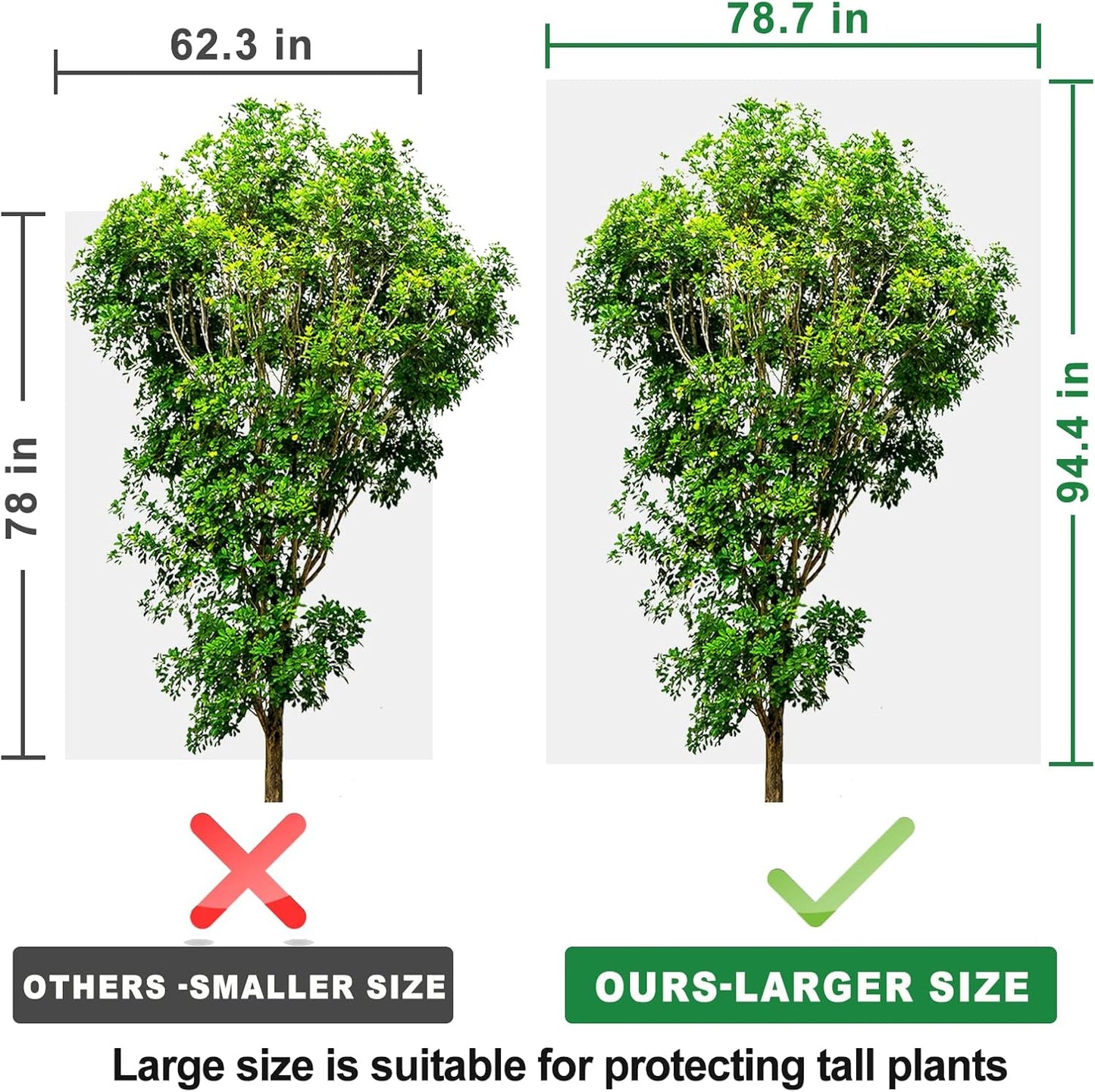 Plant Covers Freeze Protection with Zipper Drawstring, 78.7" X 94.4" Fig Tree Covers for Winter Frost Cloths for Outdoor Plants Bags, Large Shrub Trees Jacket Covers for Winter Cold Weather