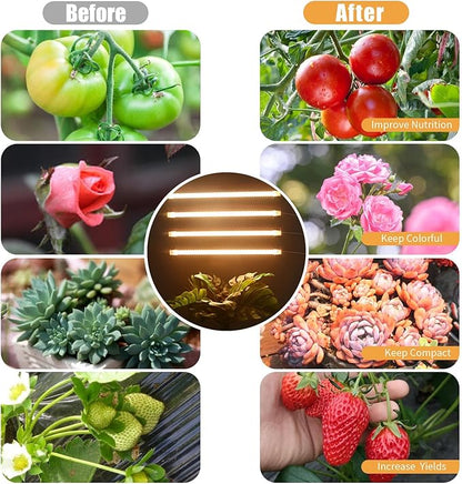 LED Plant Grow lamp, 3500K Full Spectrum Growing Light Strips for Indoor Small Plants with 3/9/12H Timer & 10 Dimmable Levels, LED Growth Light for Green House Hydroponics Succulent 2 Pack