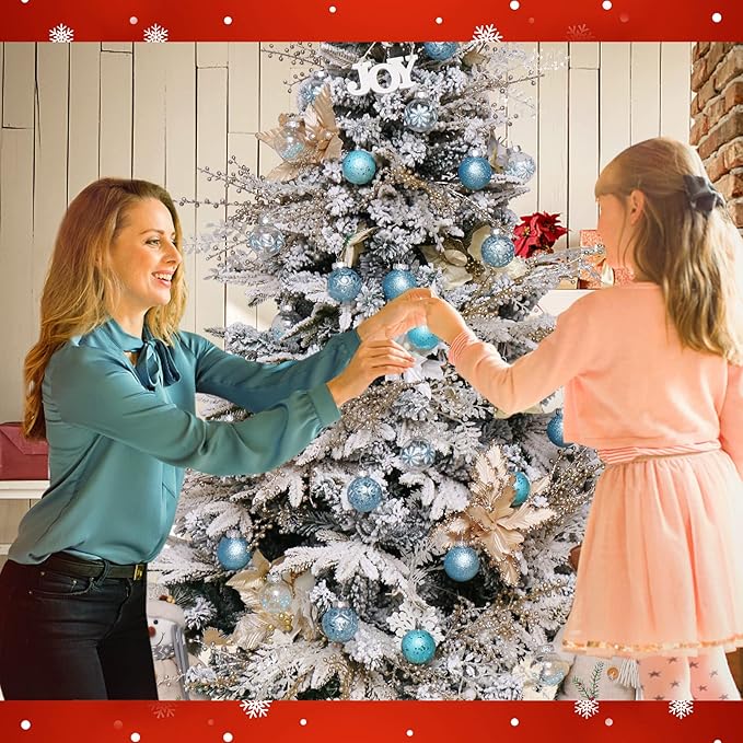 60mm/2.36inch Clear Christmas Ball Ornaments Set, 30ct Blue Transparent Shatterproof Hanging Balls Decoration for Tree, Baby Shower, Xmas, Wedding, Party, Home Decor