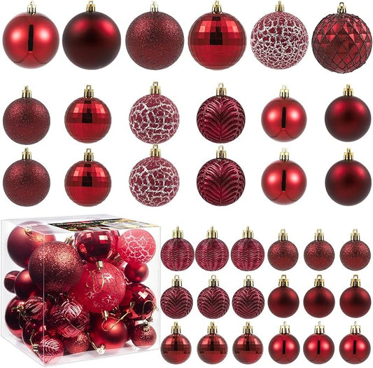 LANGXUN 36pcs Wine Red Christmas Tree Decorations Balls, Bolas De Navidad, 2025 Christmas Decor, Indoor Outdoor Shatterproof Christmas Ornaments, Xmars Party Wedding Suppiles