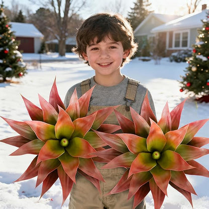 24 Inch Red Artificial Agave Plant with Ground Stake, Realistic Faux Succulents for Home Decor, UV-Resistant Fake Agave Plant for Indoor Outdoor Planters, Porch, Patio, Balcony, Poolside, 2 Pack