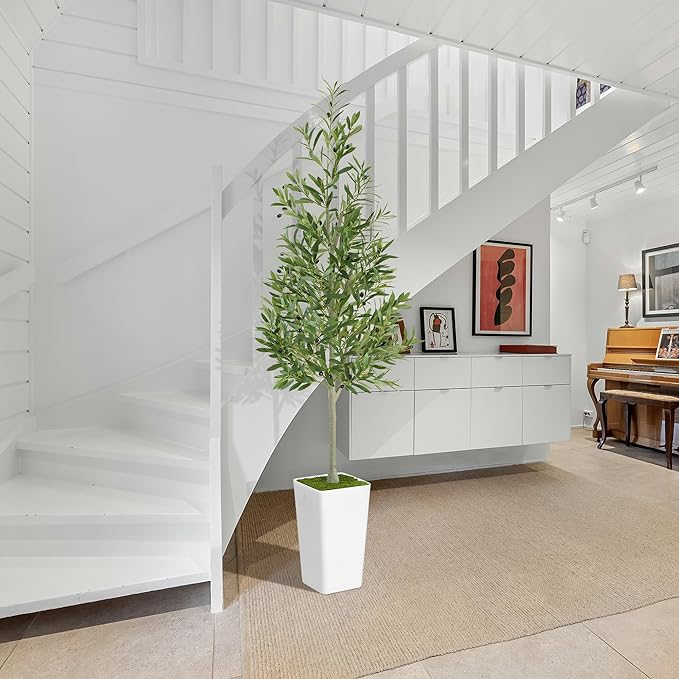 Artificial Olive Tree 6ft - Realistic Tall Fake Plants for Office Living Room Bedroom Home Decor Indoor - Faux Floor Green Silk House Corner Large Potted Plants