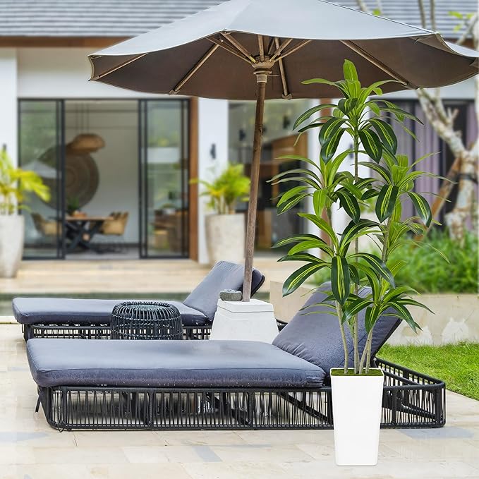 Artificial Dracaena Tree 6ft Tall - Green Silk Realistic Fake Plants for Office Home Living Room Bedroom Decor Indoor Outdoor with Pot Large House Faux Floor Plants