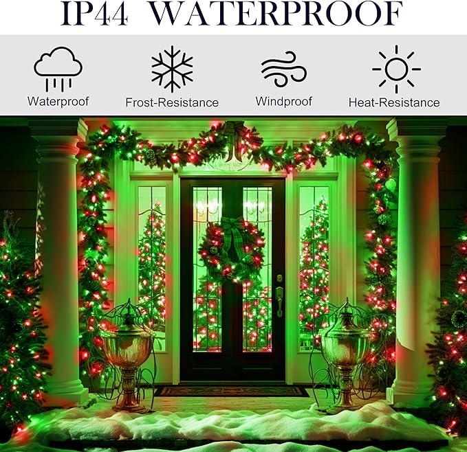 weillsnow 328 FT 1000 LED Christmas String Lights with Remote & Timer, 8 Lighting Modes Twinkle Lights, Waterproof Fairy Lights for Outdoor Bedroom Backyard Tree Wall Christmas Decoration (Red&Green)