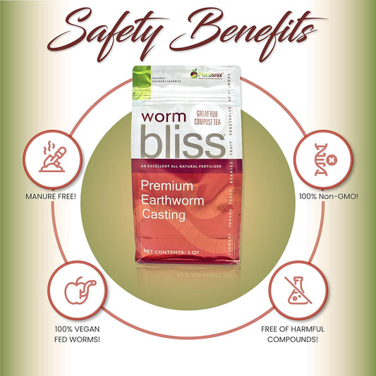 Worm Bliss (1 Cubic Ft, 30lbs) - Organic Worm Castings for Plants & Gardening - OMRI-Listed Earthworm Castings for Plants, Vegetables, Flowers, & Potting Soil - Garden Fertilizer Rich in Nutrients
