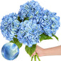 Nubry 22.44In Blue Hydrangea Artificial Flowers,4Pcs Latex Faux Real Touch Large Hydrangea Flowers with Long Stems & Leaves for Home Office Decor Wedding Party Arrangements(Blue)