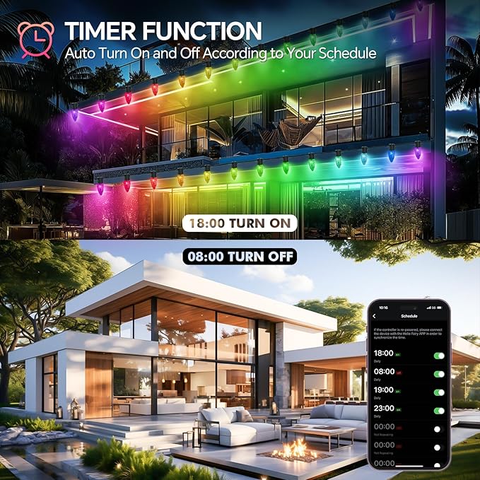 Smart C9 Christmas Lights Outdoor, 99FT 150 LED RGB Color Changing Christmas Lights, APP Remote Controlled Music Sync Waterproof Connectable String Lights for Indoor Outdoor Xmas Decor