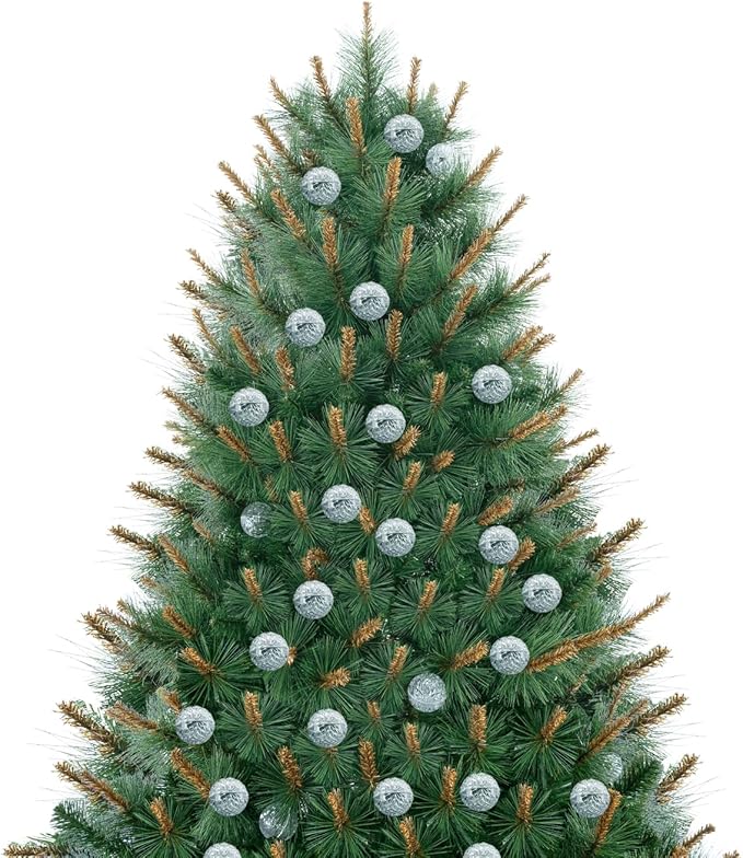 Selena 6.5ft Prelit Artificial Christmas Tree with 857 Branch Tips, 300 Warm Lights and Metal Stand, 43" Wide Realistic Withered Christmas Tree with Lights by Naomi Home