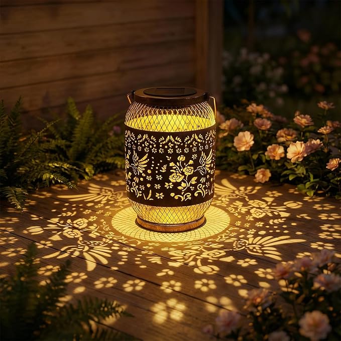 Solar Lantern Outdoor Waterproof,Birthday Gifts for Women Mom Grandma,Hummingbird Garden Decor,Metal Hanging Solar Lights Decorative for Christmas,Thanksgiving,Backyard,Patio,Porch,Lawn