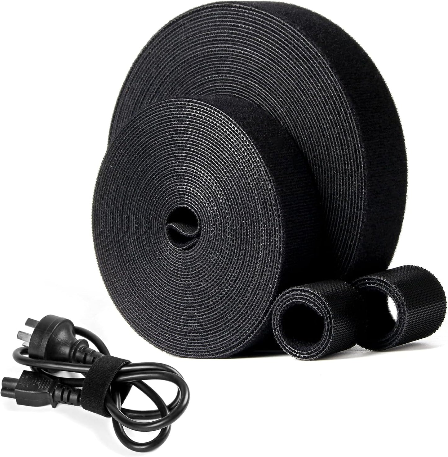 OneLeaf 2 Pack Fastening Cable Management Roll, Free Cutting Cable Straps, Double-Sided Hook and Loop Cable Ties Roll, Multi-Purpose Wire Management Tape for Home and Office
