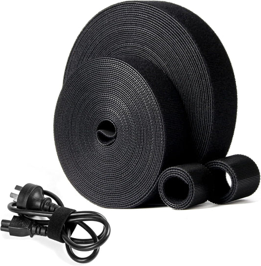 OneLeaf 2 Pack Fastening Cable Management Roll, Free Cutting Cable Straps, Double-Sided Hook and Loop Cable Ties Roll, Multi-Purpose Wire Management Tape for Home and Office