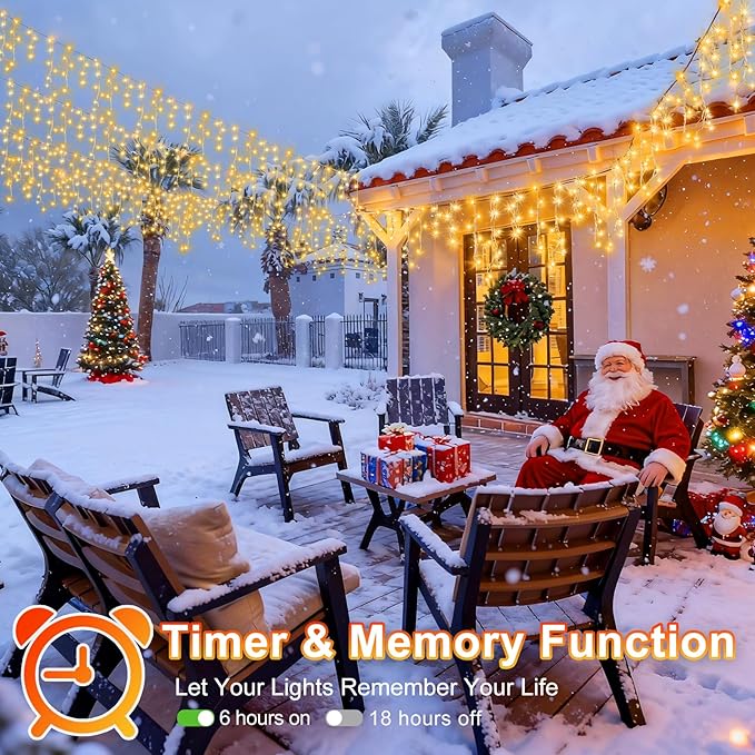 KNONEW 164FT 1600 LED Christmas Lights Outdoor Decoration with 320 Drops Timer 8 Modes Hanging Lights Plug in Waterproof Indoor Decor for Holiday Wedding Party Window (Warm White)