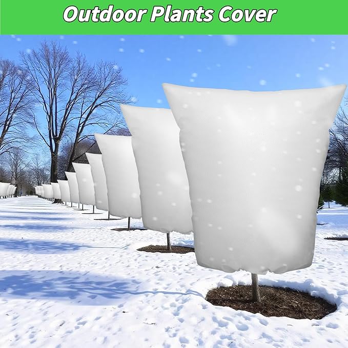 4PCS Large Plant Covers Freeze Protection 2.82oz Reusable Winter Frost Cloth Plant Protection Jacket Cover Bags Frost Blankets for Shrub Trees Outdoor Plants Fruit Tree Potted, 86"W x 95"H