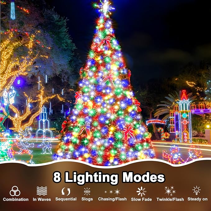 328 FT Christmas Light 1000 LED Xmas Lights Outdoor Christams String Lights Waterproof 8 Modes & Timer, Fairy Lights Plug in for Weeding, Patio, Party, Holiday,Christmas Decor (Multicolor)