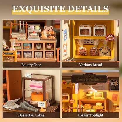 ROBOTIME Miniature House Kit DIY Mini Dollhouse with Accessories Tiny Store Making Kit with LED Light Hobby Birthday Gifts for Adults