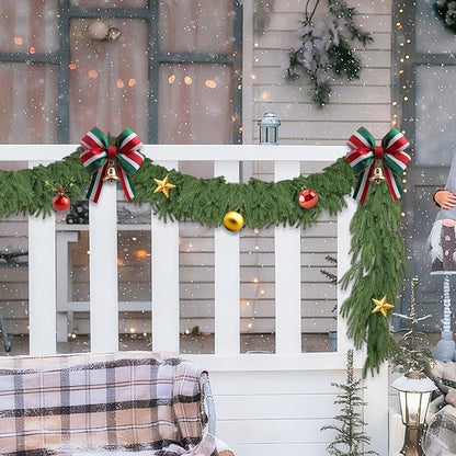 2Pcs 6FT Christmas Garland Real Touch Norfolk Pine Garlands, Artificial Faux Greenery Garland for Decorations Indoor, Pine Garland for Mantle, Fireplace, Wall, Mantle, Holiday Decor