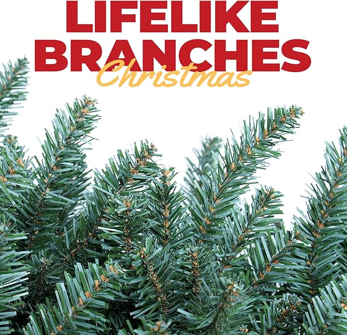 6ft Pre-lit Christmas Tree Hinged Blue Spruce Artificial Christmas Tree with 600 Clear Lights,1668 Branch Tips