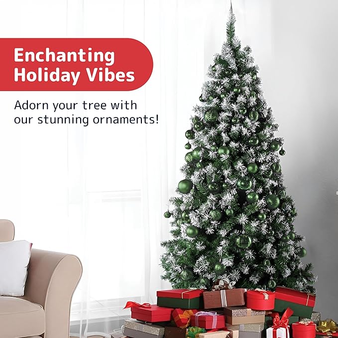 Prextex Christmas Tree Ornaments - Emerald Green Christmas Ball Ornaments Set for Christmas, Holiday, Wreath & Party Decorations (36 pcs - Small, Medium, Large) Shatterproof, 3 Size Combo