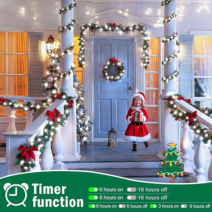 SAUIRS 600FT 1500 LED Christmas Lights Outdoor String Lights with 8 Modes Timer Waterproof Fairy Light Plug in for Outside Indoor Party Xmas Palm Tree Yard Wedding Decorations(Cool White)