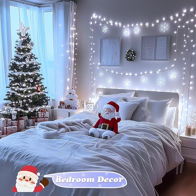 JMEXSUSS 500 LED White Christmas Lights Outdoor, 173ft 8 Modes Led Christmas Lights, Waterproof White String Light for Tree House Wedding Party Xmas Decorations