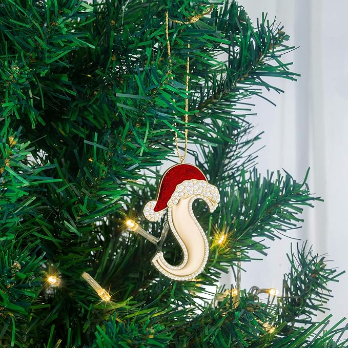 2025 Christmas Ornaments | Christmas Letter Ornaments for Xmas Tree Hanging Red Hat Ornament Gift for Mother Best Friends Sister Wife Men