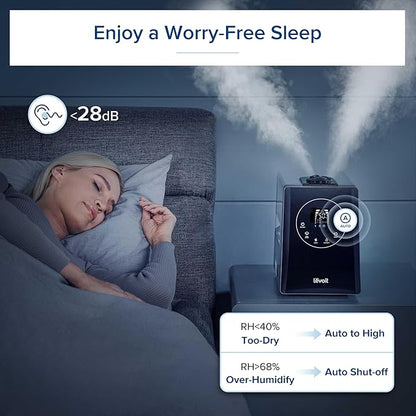 LEVOIT LV600HH 6L Warm and Cool Mist Ultrasonic Humidifier, Rapid Humidification for Bedroom Large Room, Essential Oil Diffuser, Humidity Setting with Built-in Sensor, Auto Mode, Timer, Remote Control