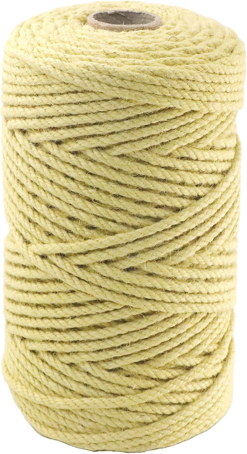 4mm x 200 Feet Yellow Jute Rope, Twine for Gardening Tomato Climbing Plant Tie Floristry Crafts Gift Wrapping Packing Decor