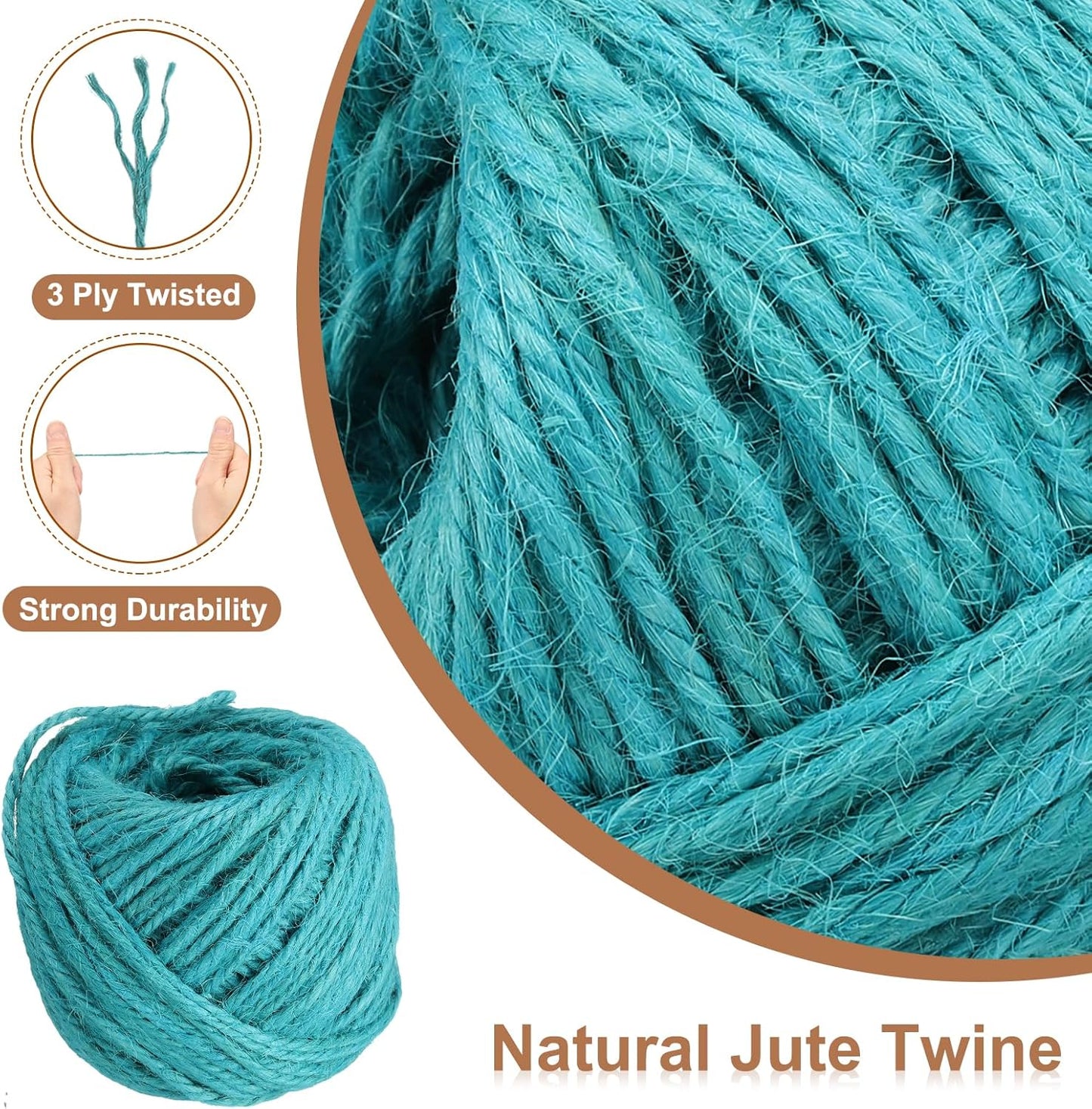 uxcell 164 Feet Natural Jute Twine String,3mm Thin Garden Twine Rope Colored Plant String Cord for DIY Art Crafts Gift Wrapping Decoration Packing Gardening Plant Hanger,Bright Blue
