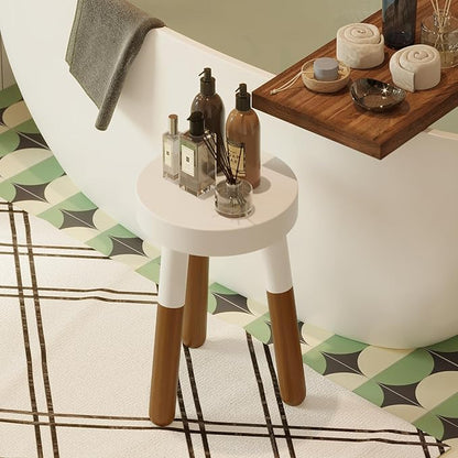 9" Reverse Dipped Wood Plant Stand, Wood Accent Stool,Milking Stool Set (12"+16" Tall)