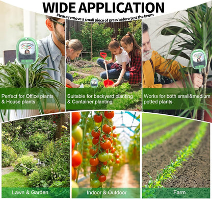 HSLGOVE 4-in-1 Soil Test Kit – Soil Moisture Meter, pH, Fertility & Sun-Light, No Battery Required, Large Dial Soil Tester for Indoor & Outdoor Gardening, Lawn, Farm – BabyGreen