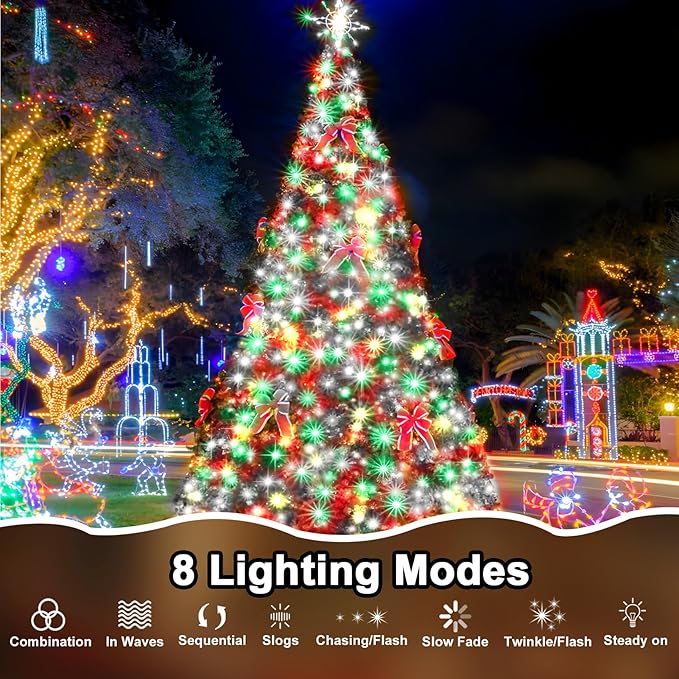 393 FT Christmas Light 1000 LED Xmas Lights Outdoor Christams String Lights Waterproof 8 Modes & Timer, Fairy Lights Plug in for Weeding, Patio, Party, Holiday,Christmas Decor