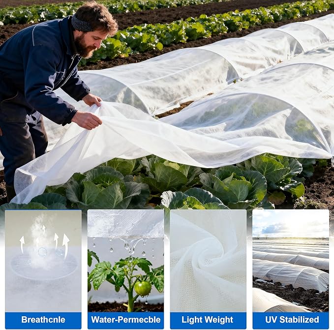Plant Covers Freeze Protection, 10 * 40FT 1.1 oz/yd² Large Thick Frost Blankets for Outdoor Plants in Winter, Floating Row Cover for Vegetable Garden, Frost Cloth Plant Freeze Protection
