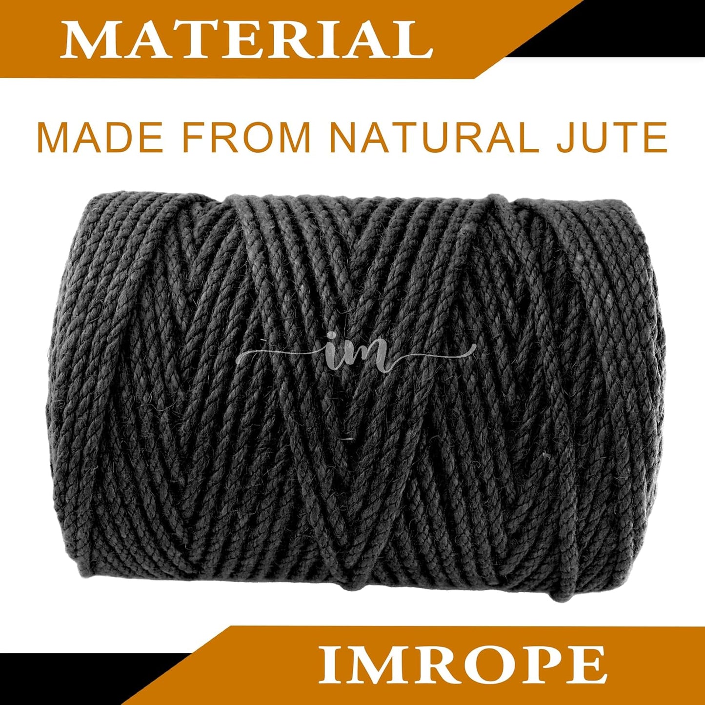 4mm x 500 Feet Black Jute Rope, Twine for Gardening Tomato Climbing Plant Tie Floristry Crafts Gift Wrapping Packing Decor