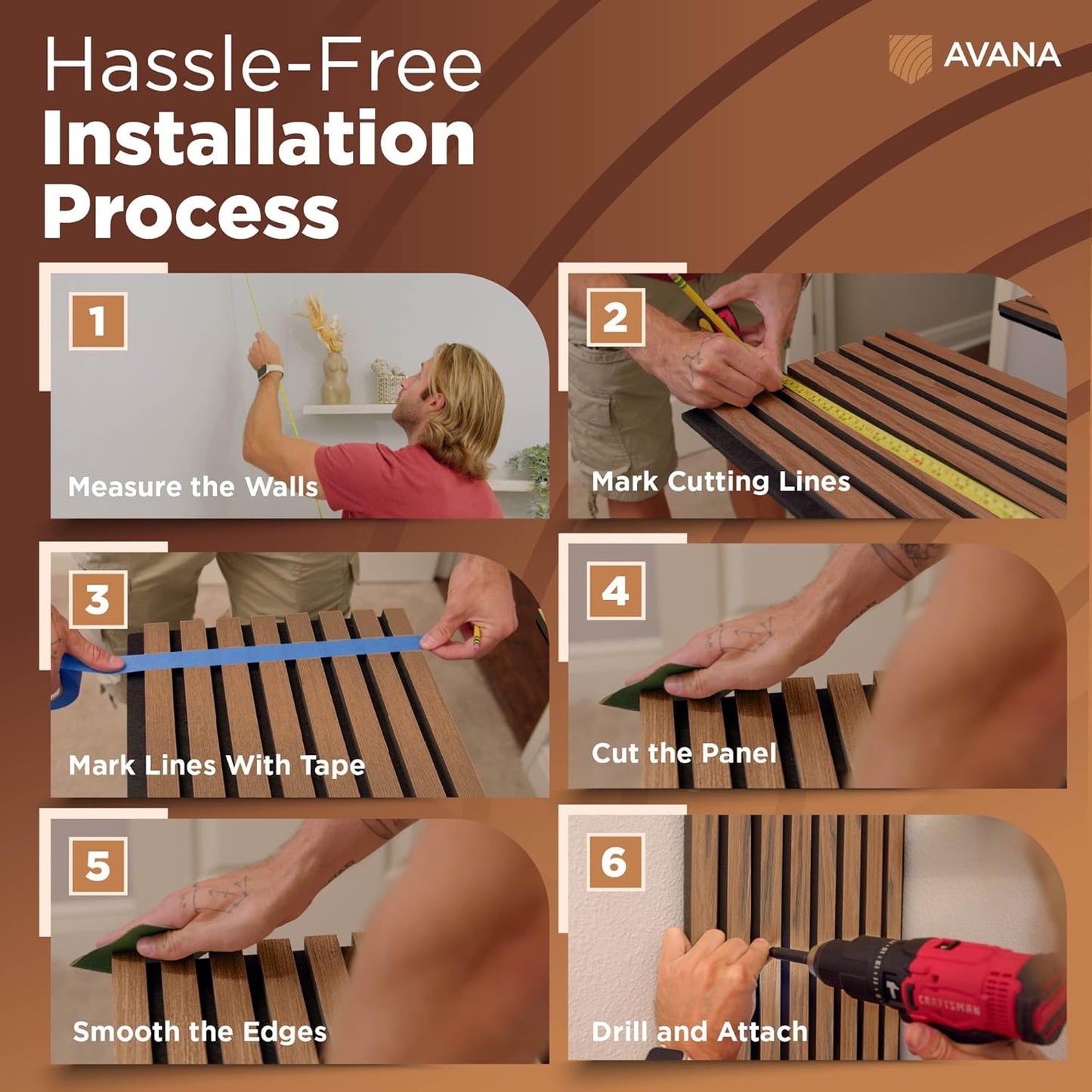 Avana Acoustic Wood Wall Panels – 47.2 X 12.6 Inch Walnut Acoustic Panels 1 PC – Wall Panels For Interior Wall Decor For Homes, Offices, Studios – Sturdy And Durable Wood Panels For Wall