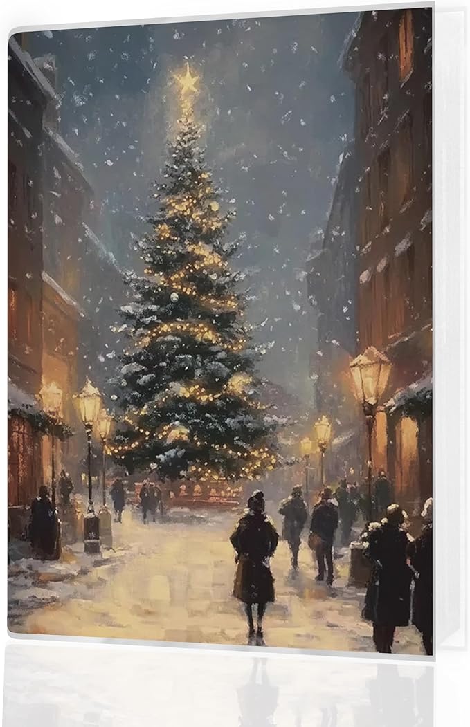 Christmas Photo Albums 4x6 inch Hold 36 Pictures, Winter Christmas Tree Festive Street Holiday Small Memory Photo Album Book for Baby Family Graduation Wedding Travel Vacation