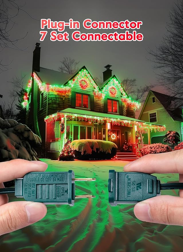 Minetom C9 Christmas String Lights, 100 Ft LED Commercial Outdoor Christmas Lights with 100 Red and Green C9 Bulbs, Waterproof Connectable UL Certified for Indoor Roofline Backyard Xmas Decor