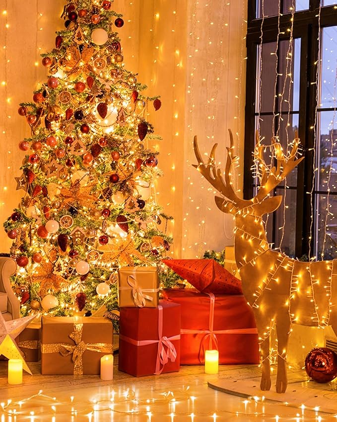 355FT 900LED Christmas Lights, Extra Long Outdoor String Lights Waterproof, Timer & Memory, 8 Modes Dimmable Plug in Fairy for Classroom Outside Tree Wedding Patry Warm White